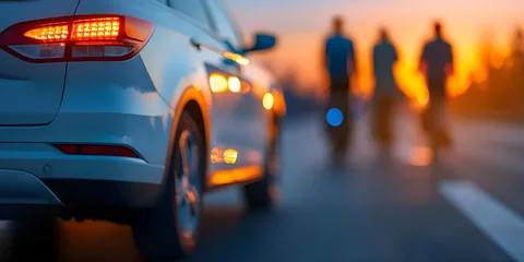 Coche preparado para recoger a un grupo de trabajadores al finalizar la jornada