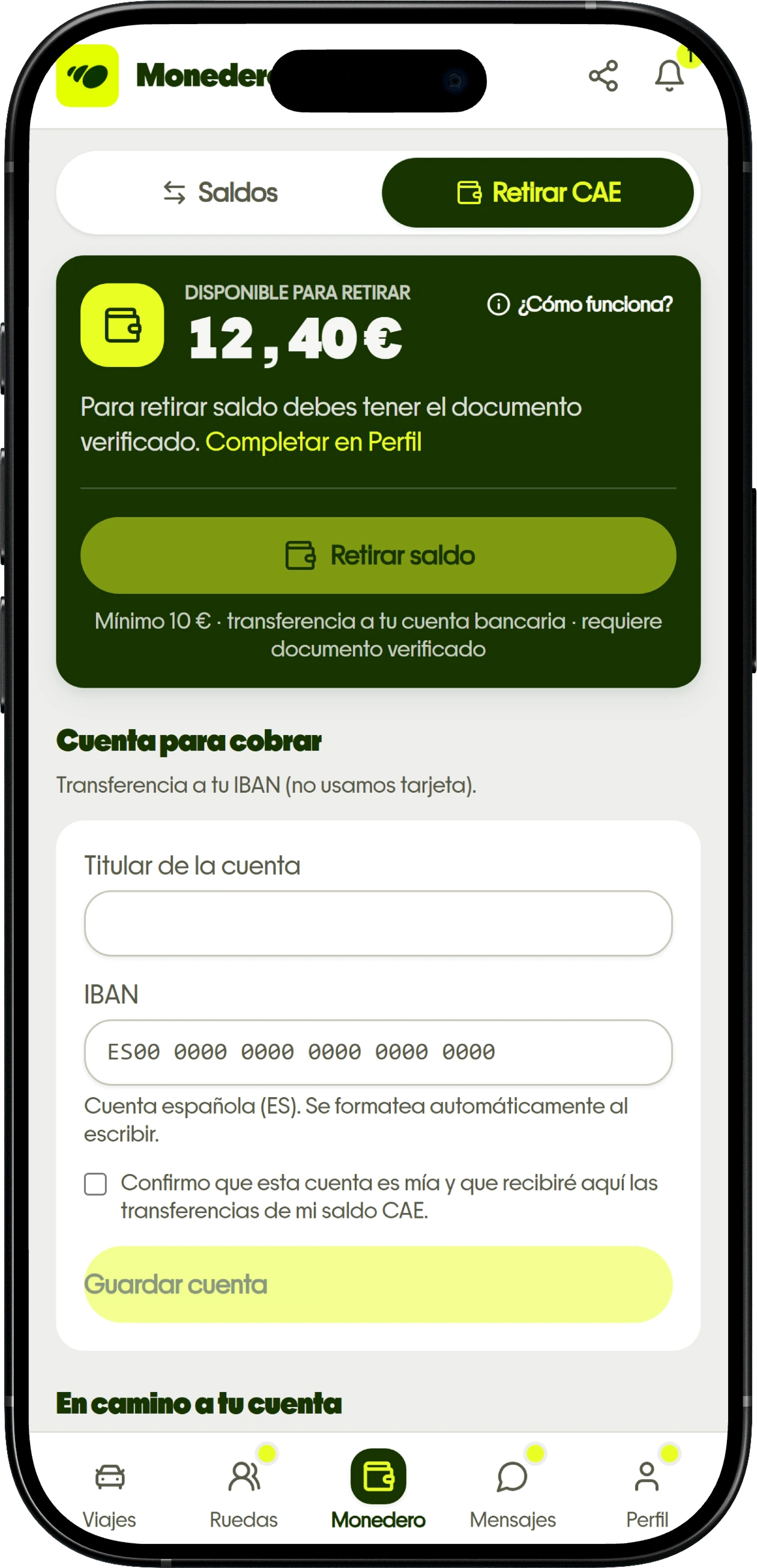 Monedero de La Rueda con incentivos disponibles