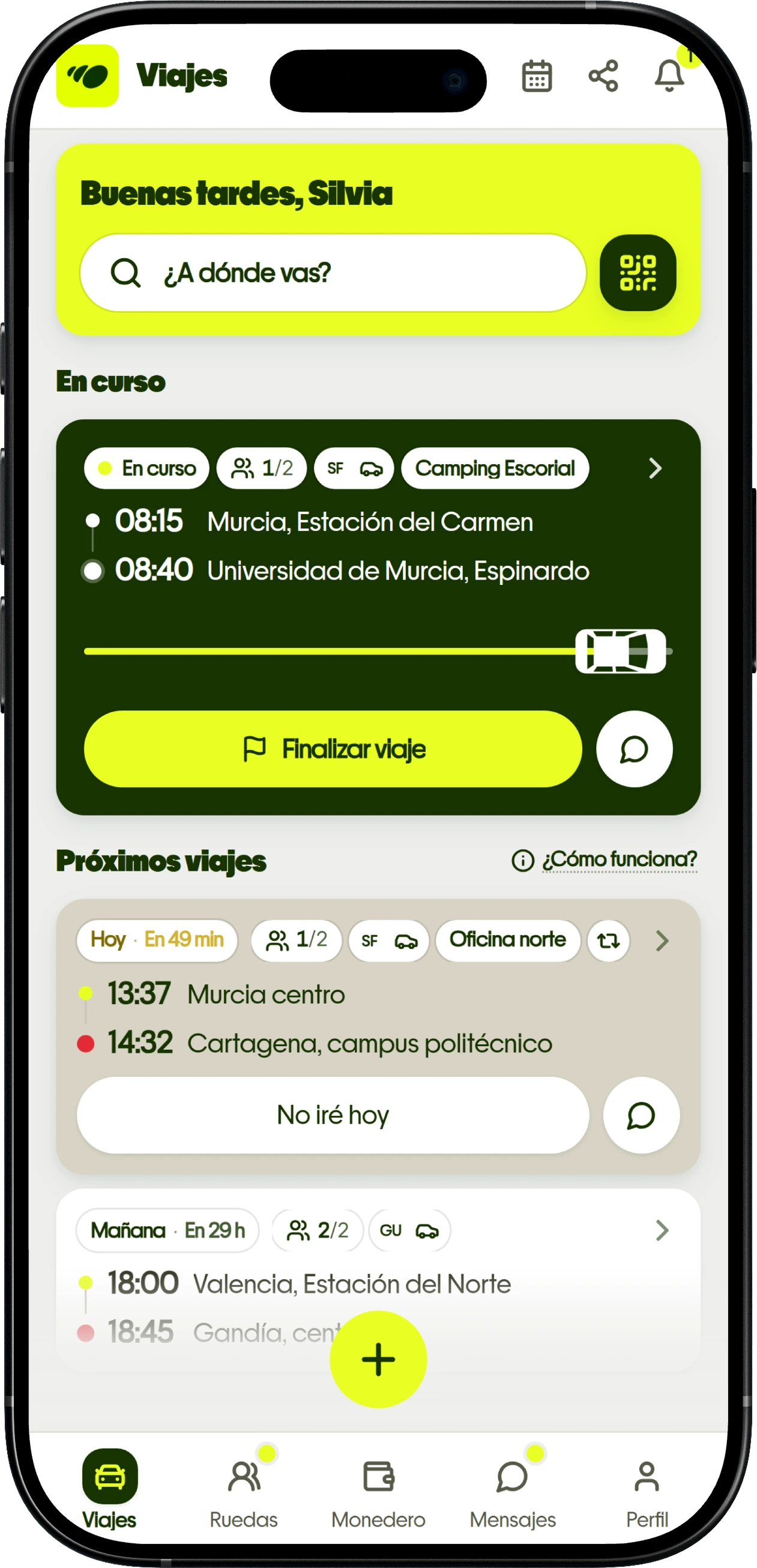 Gestión de viajes y destinos en La Rueda
