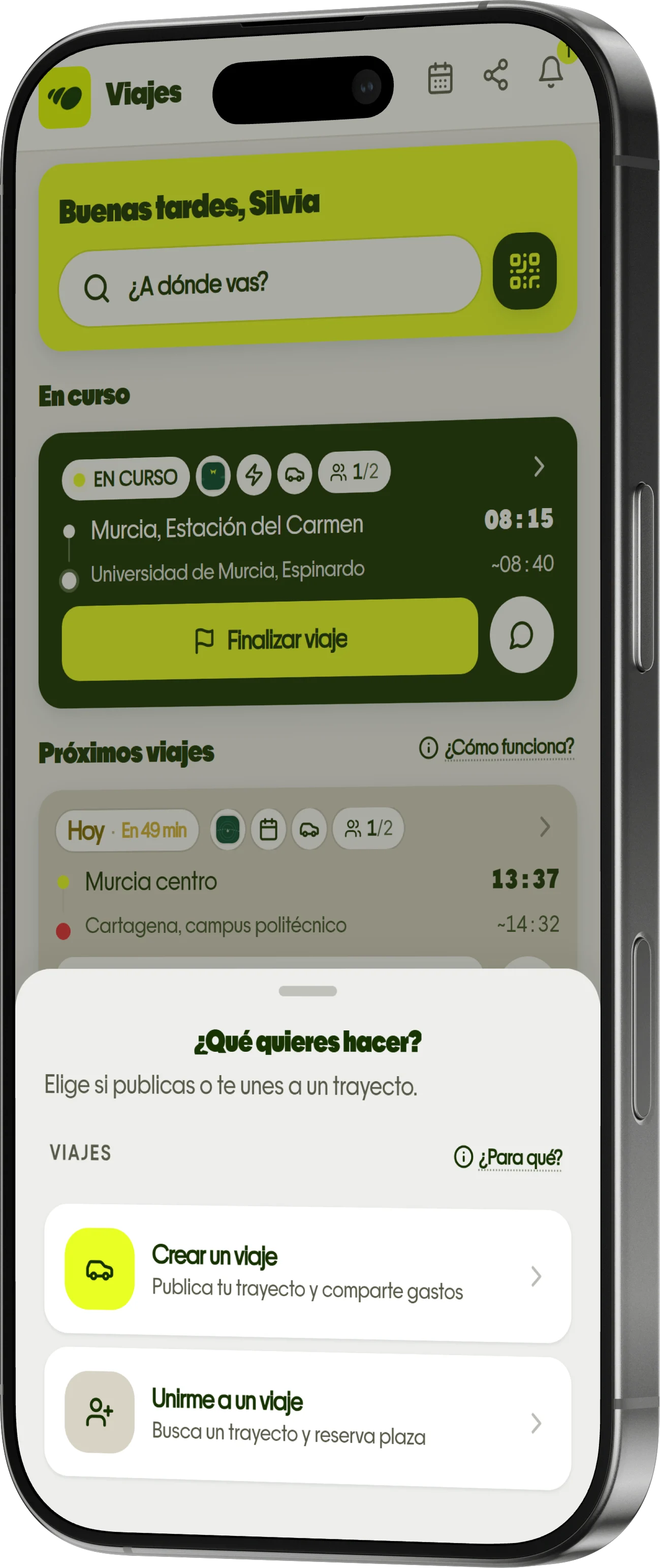 La Rueda en iPhone: crear, encontrar y coordinar viajes