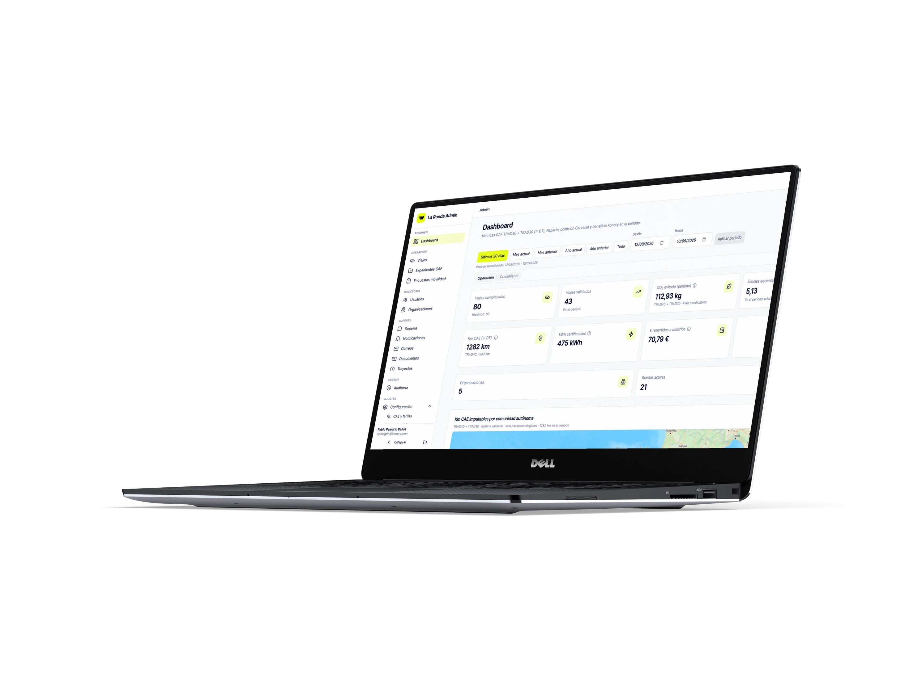 Dashboard de gestión de LA RUEDA para empresas